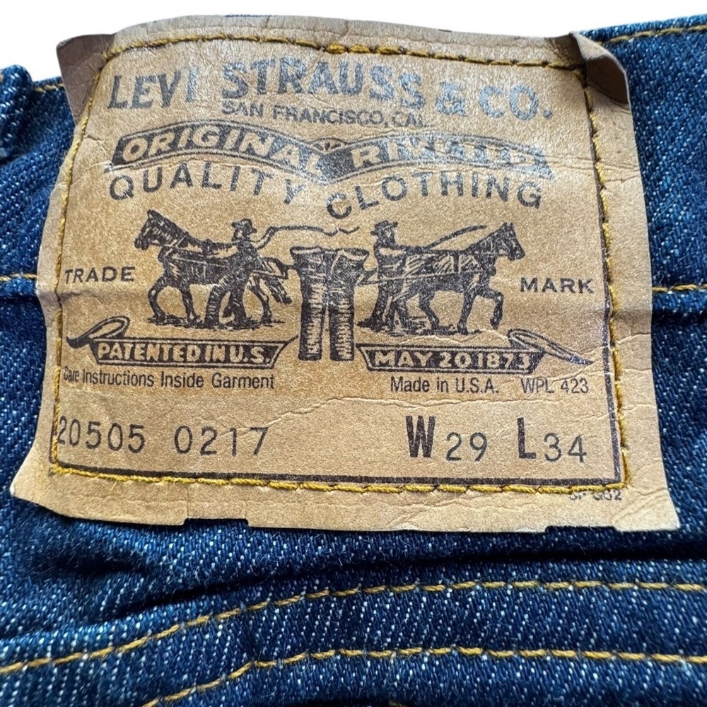 Vintage Levi's 20505 Orange Tab Made USA Jeans W29 L34 Dark Wash Straight Leg - Picture 7 of 16